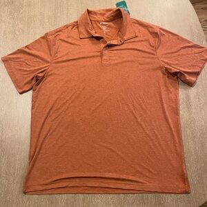 01.ALGO Performance Polo Shirt Mens XXL Orange Striped Golf UPF 40 Wicking